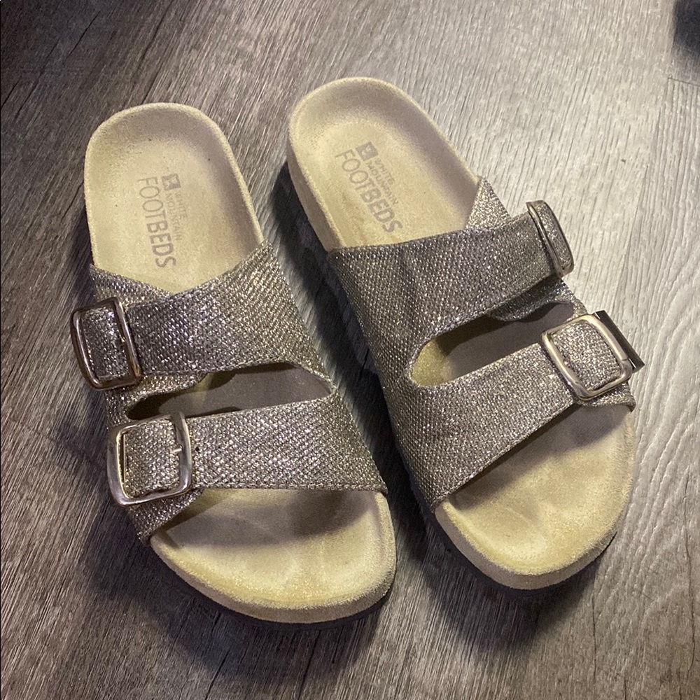 White Mountain Footbeds Shimmering Gold Sandals